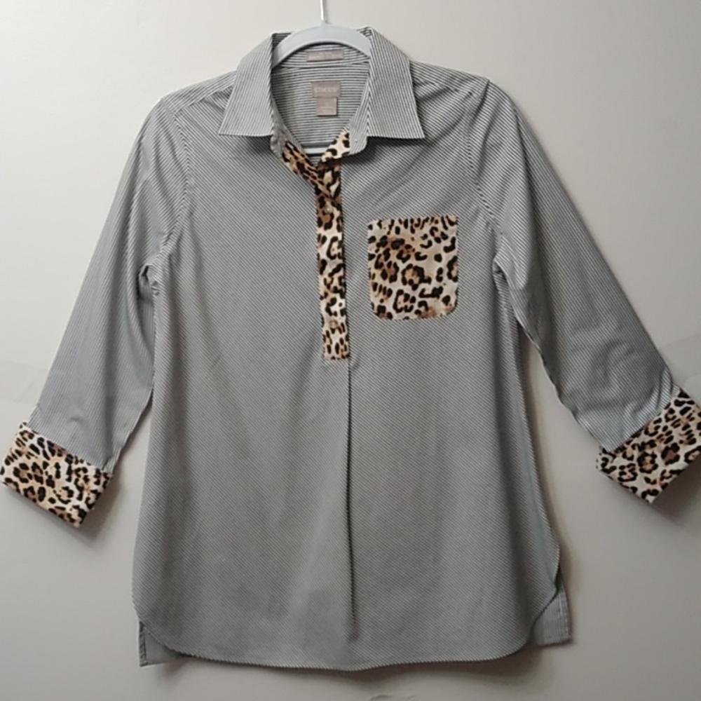 Chico's Striped & Animal-Print Pullover Tunic, Size 0